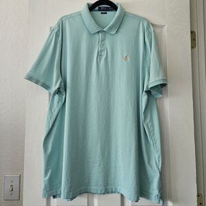 Polo Ralph Lauren Shirt Mens XXL Classic Fit Mint Green Orange Pony Short Sleeve